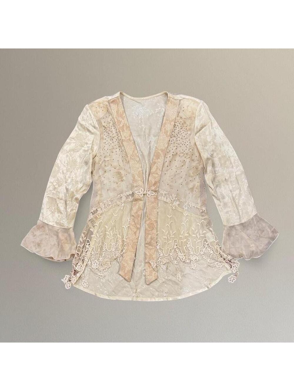 90s sheer patchwork cardigan. Size L.
